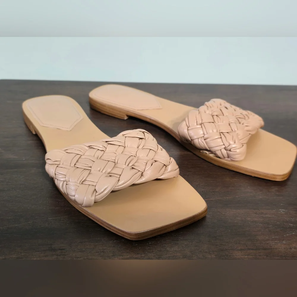 Marc Fisher Ltd. Reanna Leather Woven Flat Sandals Women's Size 10M - Picture 2 of 12